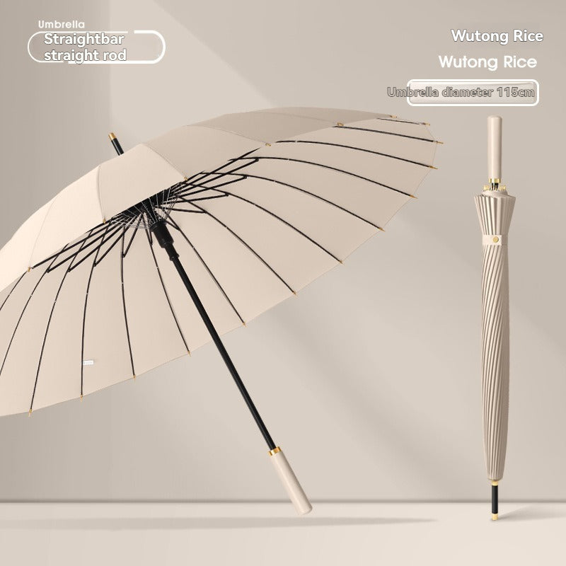 Straight 24-Bone Umbrella For Women, High-End, Automatic, Large, Long Handle, Rain Or Shine , Men'S Business