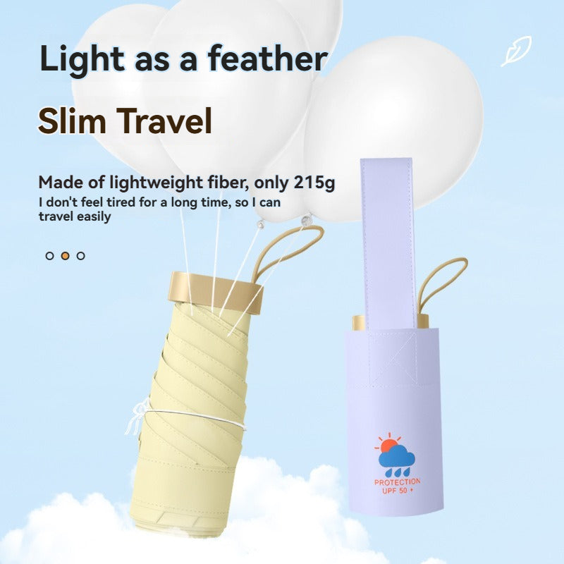 Japanese Mini Compact Portable Pocket Umbrella Ultra-Light Sun Protection Sun Protection 5-Fold Umbrella Vinyl Sun Umbrella For Women