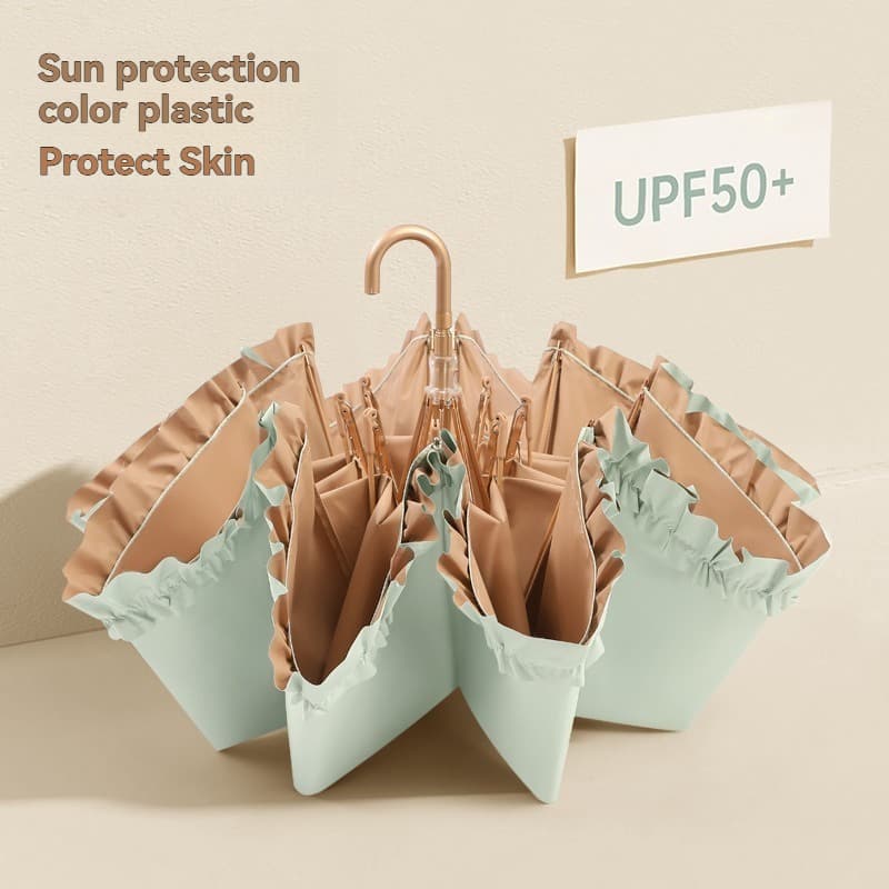 Solid Color Lace 3-Fold Umbrella