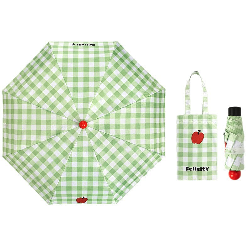 Red Nose Apple Long Handled Umbrella Women'S Large Windproof Sun Umbrella Semi-Automatic Reinforced Strong Double